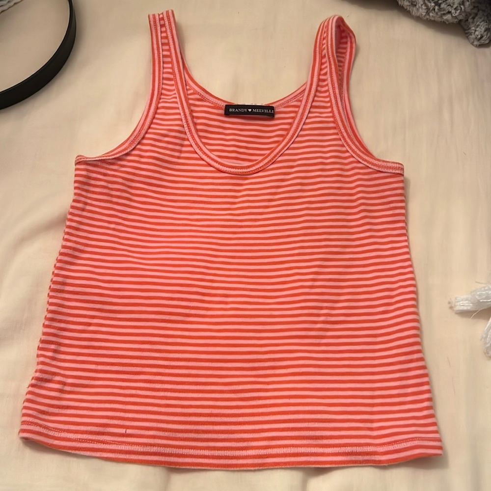Brandy Melville Pink Striped Tank Top